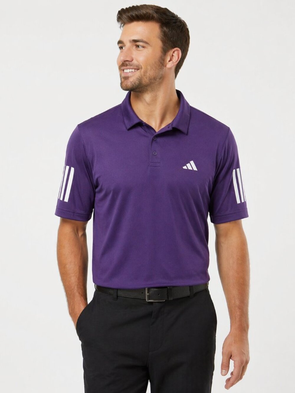 Adidas Club Polo Mens Golf Tennis Aurora Plum 3-Stripe Athletic NWT